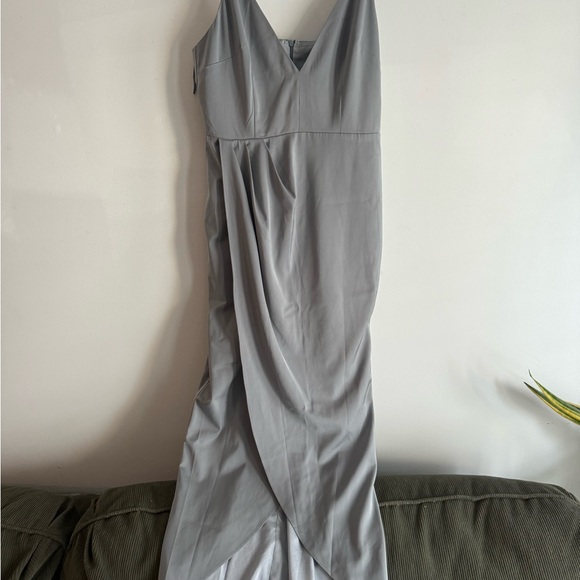 Blue satin bridesmaids dress - Picture 2 of 7